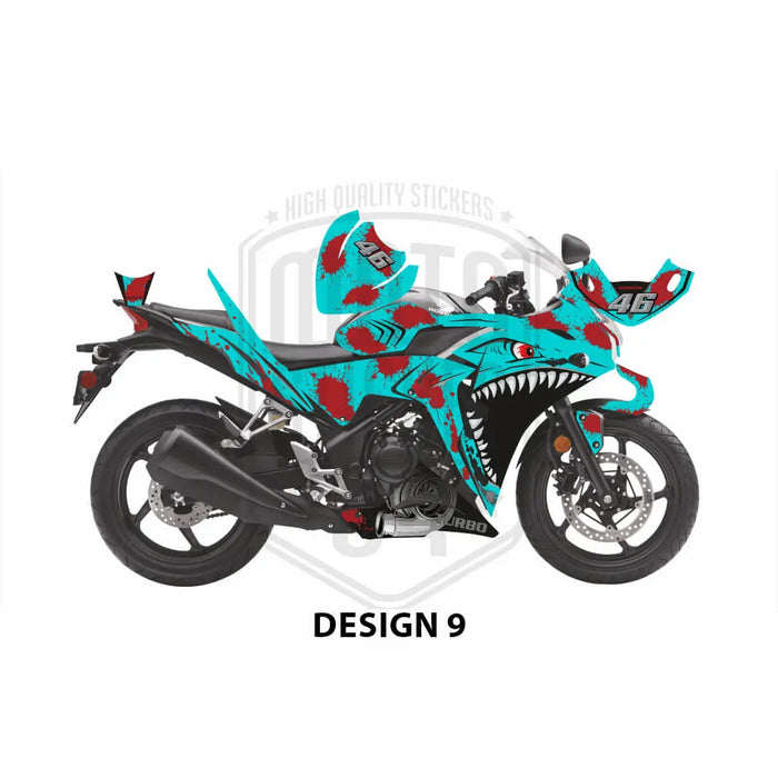 Honda CBR 250 2011-2013 Turbo Shark Theme Graphic Kit Bikerz Kingdom