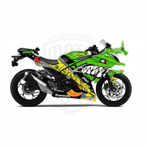 Kawasaki Ninja 300 2012-2016 Rossi Shark Theme Graphic Kit Bikerz Kingdom