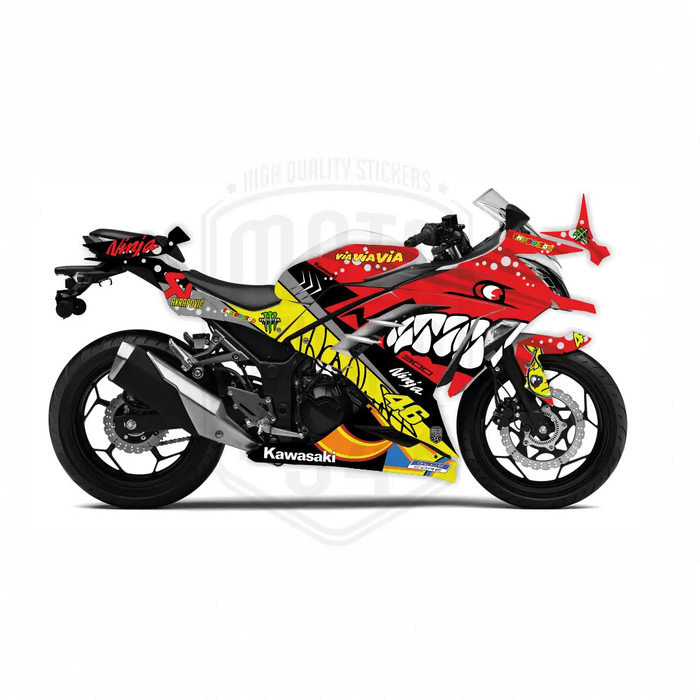 Kawasaki Ninja 300 2012-2016 Rossi Shark Theme Graphic Kit Bikerz Kingdom