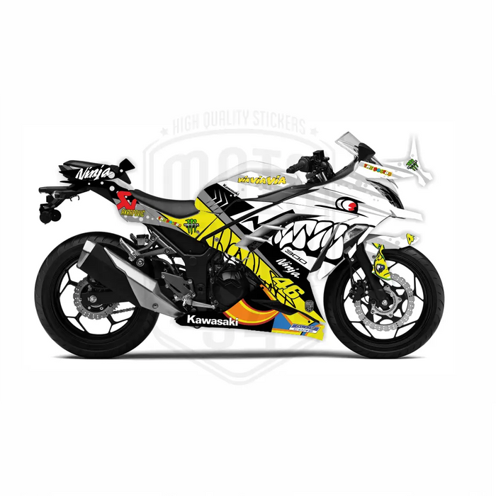 Kawasaki Ninja 300 2012-2016 Rossi Shark Theme Graphic Kit Bikerz Kingdom