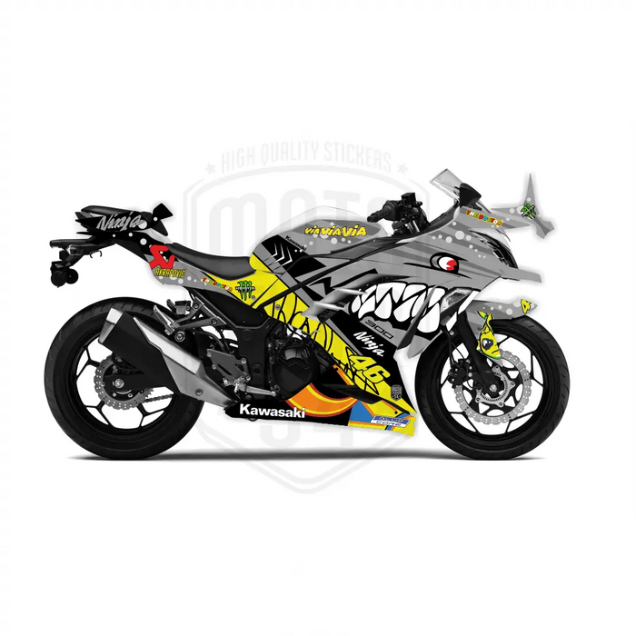 Kawasaki Ninja 300 2012-2016 Rossi Shark Theme Graphic Kit Bikerz Kingdom