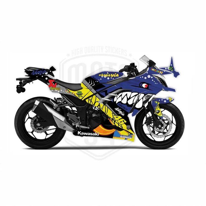 Kawasaki Ninja 300 2012-2016 Rossi Shark Theme Graphic Kit Bikerz Kingdom