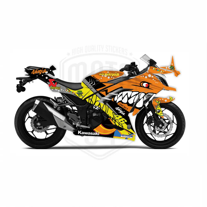 Kawasaki Ninja 300 2012-2016 Rossi Shark Theme Graphic Kit Bikerz Kingdom