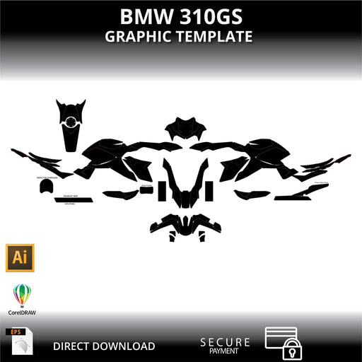 BMW 310GS Motorcycle 1:1 Vector Graphic Template Bikerz Kingdom