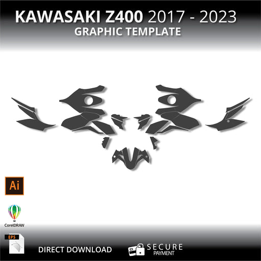 Kawasaki Z400 Motorcycle 1:1 Vector Graphic Template Bikerz Kingdom