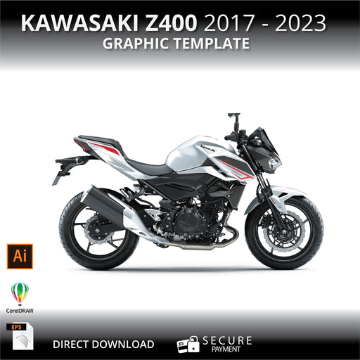 Kawasaki Z400 Motorcycle 1:1 Vector Graphic Template Bikerz Kingdom