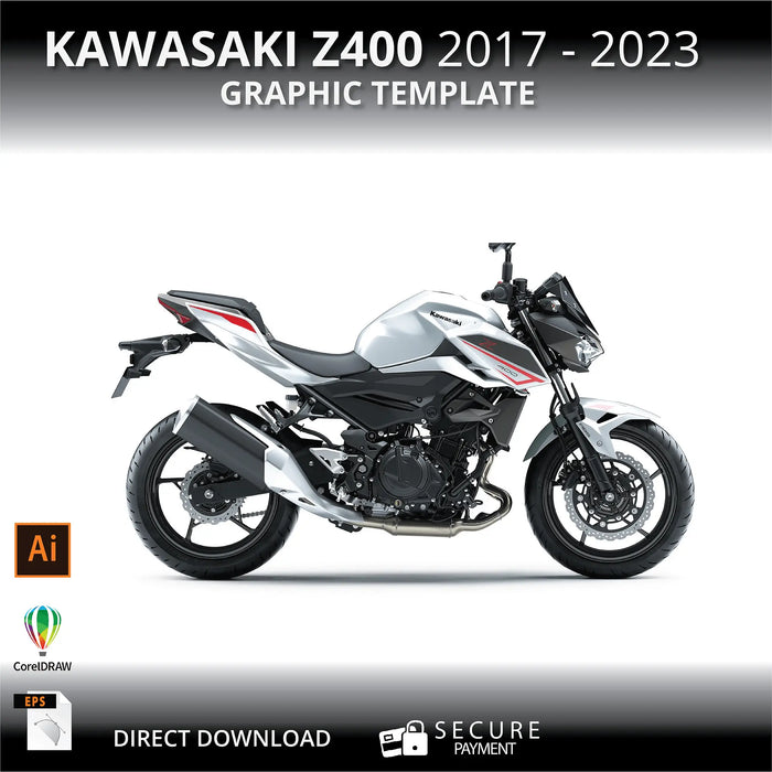 Kawasaki Z400 Motorcycle 1:1 Vector Graphic Template Bikerz Kingdom