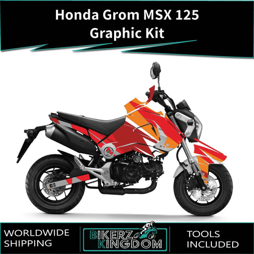 Honda Grom MSX 125 2013-2016 Graphic Kit Orange Theme Decal Wrap Bikerz Kingdom