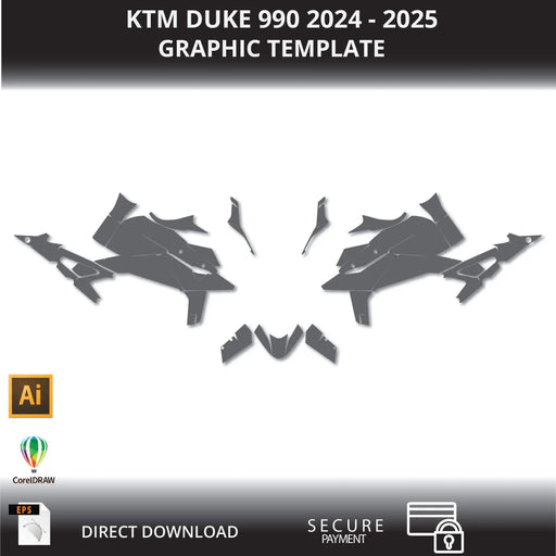 KTM DUKE 990 2024 - 2025 1:1 Vector Graphic Template Bikerz Kingdom