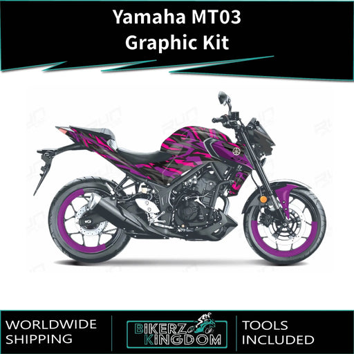 YAMAHA MT03 Funky Pinks Graphic Kit 2014-2024 Models Bikerz Kingdom