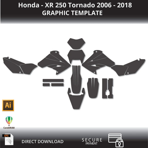 Honda - XR 250 Tornado 2006 - 2018 Motorcycle 1:1 Vector Graphic Template Bikerz Kingdom