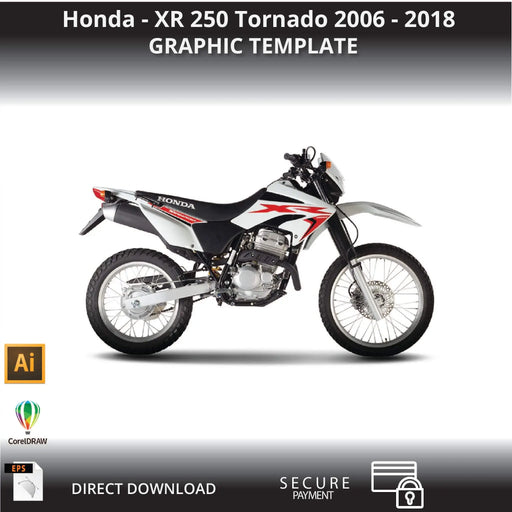 Honda - XR 250 Tornado 2006 - 2018 Motorcycle 1:1 Vector Graphic Template Bikerz Kingdom