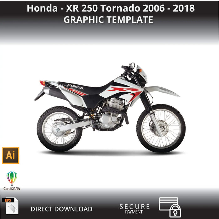 Honda - XR 250 Tornado 2006 - 2018 Motorcycle 1:1 Vector Graphic Template Bikerz Kingdom