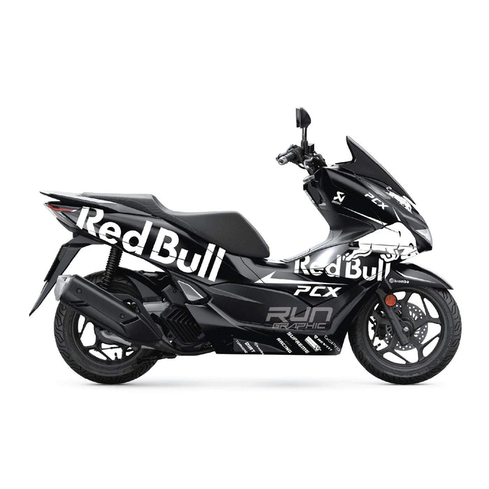 Honda PCX125 2025 Red Bull Graphic Kit Full Decals Bikerz Kingdom