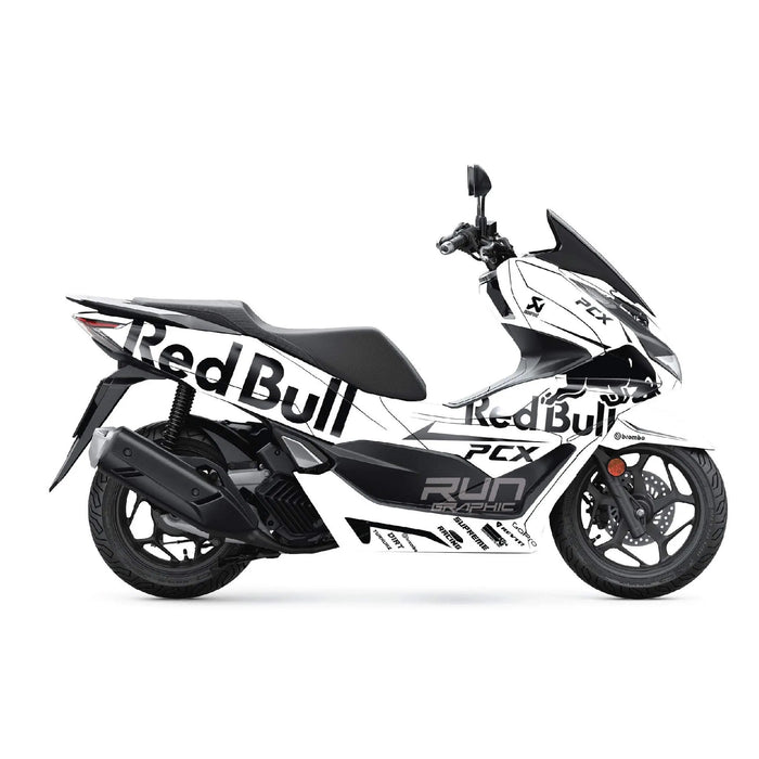 Honda PCX125 2025 Red Bull Graphic Kit Full Decals Bikerz Kingdom