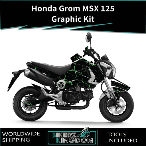 Honda Grom MSX 125 2013-2016 Graphic Kit Cracked Black Theme Decal Wrap Bikerz Kingdom