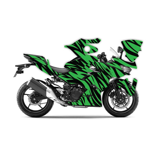 Kawasaki Ninja 400 2018-2024 Green Tiger Theme Graphic Kit Bikerz Kingdom