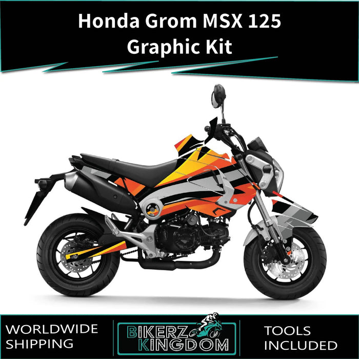 Honda Grom MSX 125 2013-2016 Graphic Kit Orange Theme Decal Wrap Bikerz Kingdom