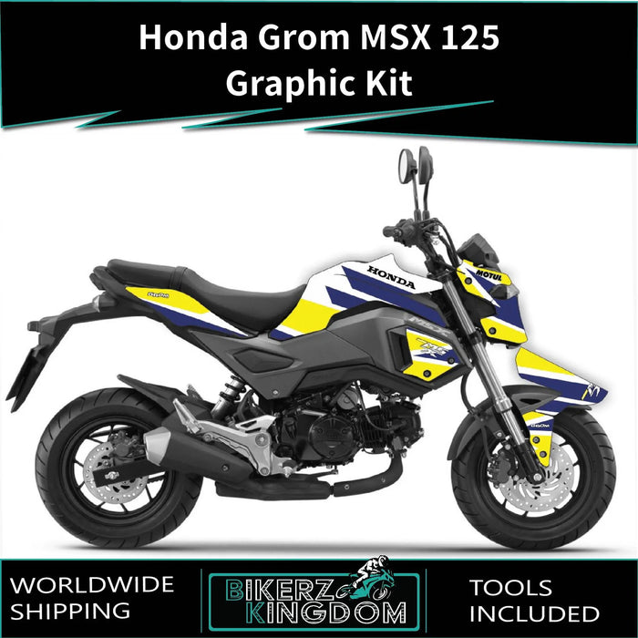Honda Grom MSX 125 V2 2017-2020 Graphic Kit Bright Race Colours Decal Wrap Bikerz Kingdom