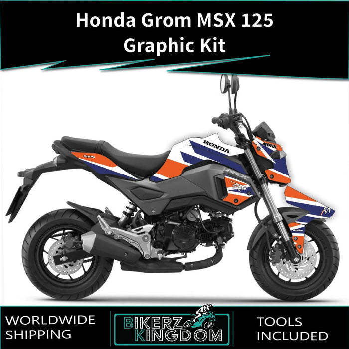 Honda Grom MSX 125 V2 2017-2020 Graphic Kit Bright Race Colours Decal Wrap Bikerz Kingdom