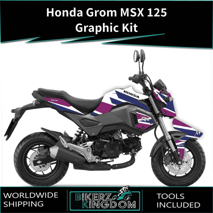 Honda Grom MSX 125 V2 2017-2020 Graphic Kit Bright Race Colours Decal Wrap Bikerz Kingdom