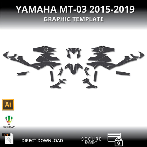 Yamaha MT-03 2015-2019 Motorcycle 1:1 Vector Graphic Template Bikerz Kingdom