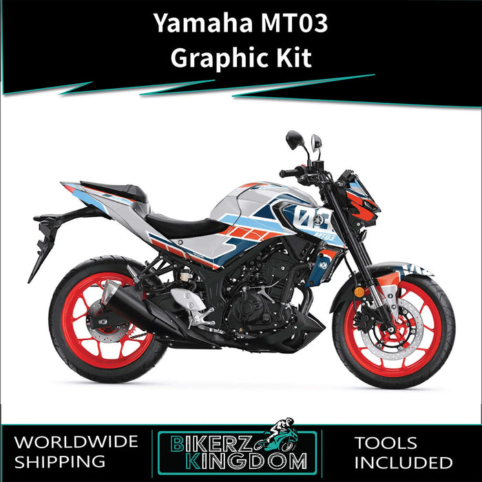 YAMAHA MT03 Chequered Graphic Kit 2014-2024 Models Bikerz Kingdom