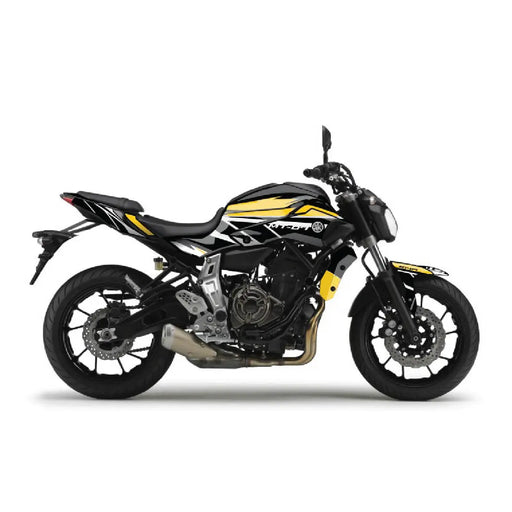 YAMAHA MT07 White and Yellow Graphic Kit 2014-2024 Bikerz Kingdom