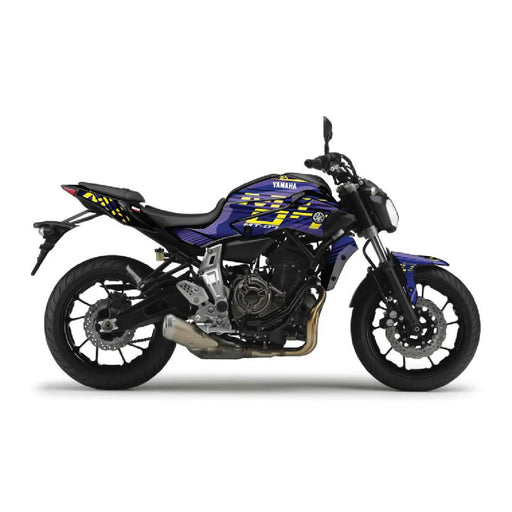 YAMAHA MT07 Funky Blue and Yellow Graphic Kit 2014-2024 Bikerz Kingdom