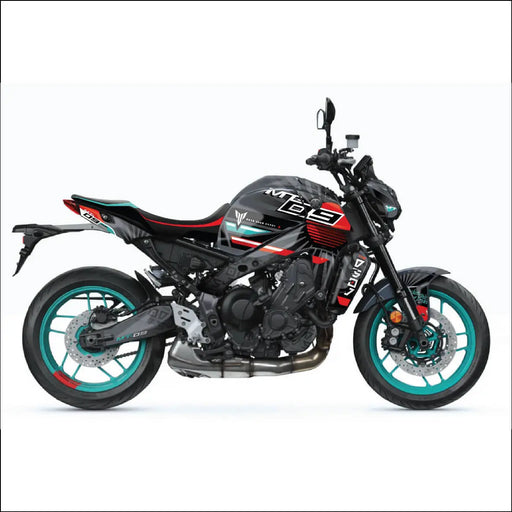 YAMAHA MT-09 Graphic Red and Turquoise Graphic Kit 2014-2024 Bikerz Kingdom