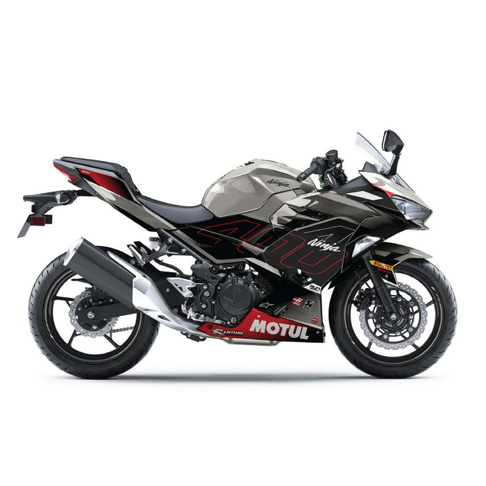 Kawasaki Ninja 400 2018-2024 Grey Race Theme Graphic Kit Bikerz Kingdom