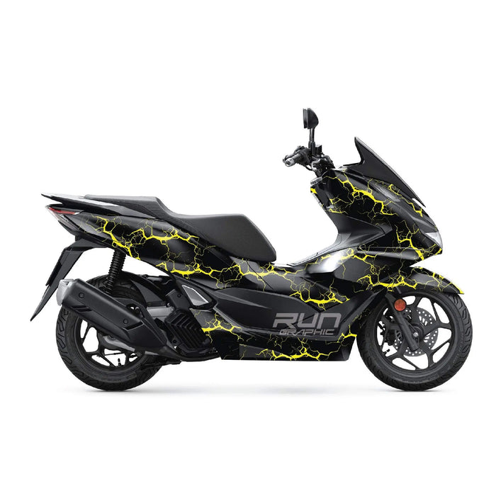 Honda PCX 125 2025 Black Lightning Graphic Kit Full Decals Bikerz Kingdom