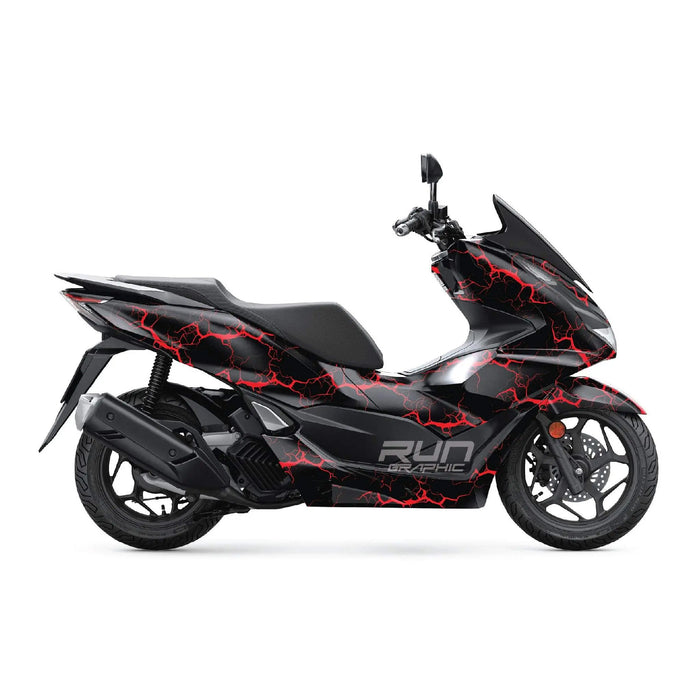 Honda PCX 125 2025 Black Blue Lightning Graphic Kit Full Decals Bikerz Kingdom