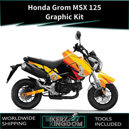 Honda Grom MSX 125 2013-2016 Graphic Kit Orange Theme Decal Wrap Bikerz Kingdom