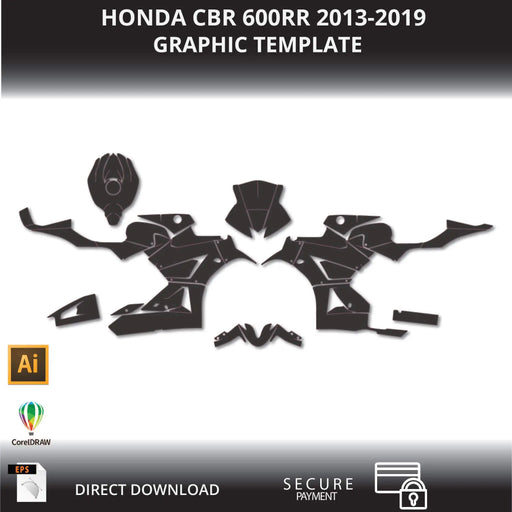 Honda CBR 600RR 2013-2019 Motorcycle 1:1 Vector Graphic Template Bikerz Kingdom