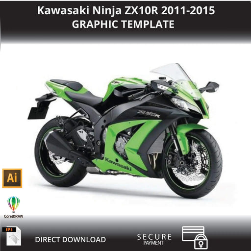 KAWASAKI NINJA ZX-10R 2011-2015 1:1 Vector Graphic Template Bikerz Kingdom
