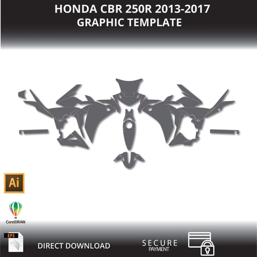 Honda CBR 250R 2013-2017 Motorcycle 1:1 Vector Graphic Template Bikerz Kingdom