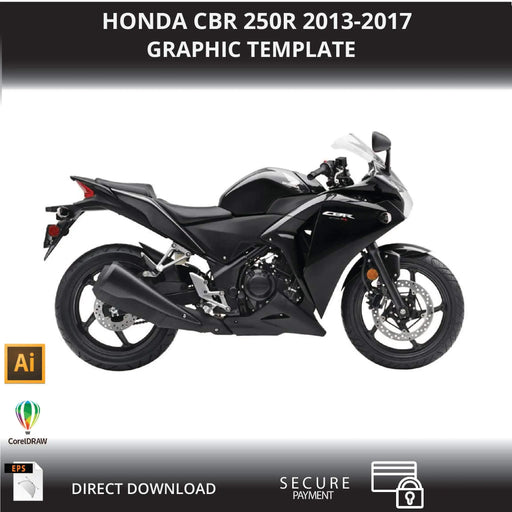 Honda CBR 250R 2013-2017 Motorcycle 1:1 Vector Graphic Template Bikerz Kingdom