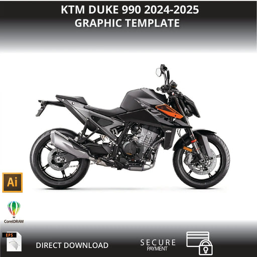 KTM DUKE 990 2024 - 2025 1:1 Vector Graphic Template Bikerz Kingdom