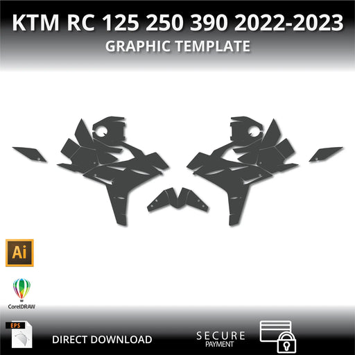 KTM RC 125 250 390 2022-2023 Motorcycle 1:1 Vector Graphic Template Bikerz Kingdom