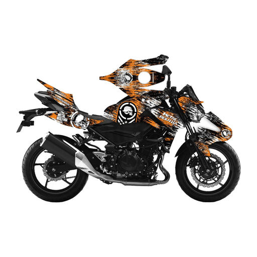 Kawasaki Metal Mulisha Orange Z400 Full Graphics Sticker Set Kit for 2017 - 2023 Bikerz Kingdom