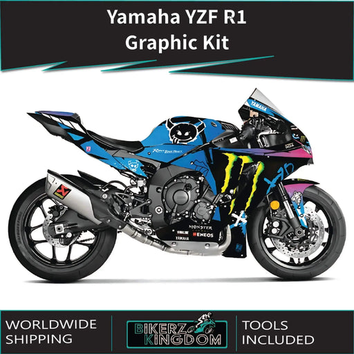 Yamaha YZF R1 Fabio Quartararo Style Blue Monster Energy Graphic Kit 2020-2024 Models Bikerz Kingdom