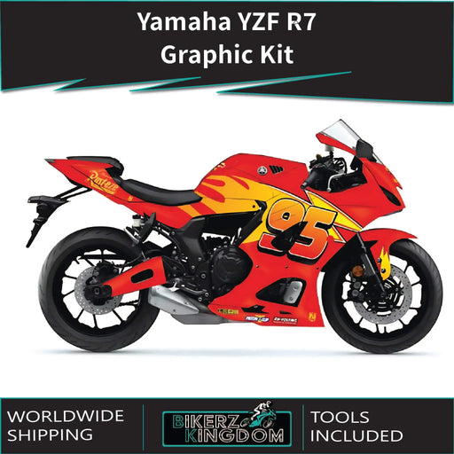 Yamaha YZF R7 Lightening McQueen Graphic Kit 2021-2024 Models Bikerz Kingdom