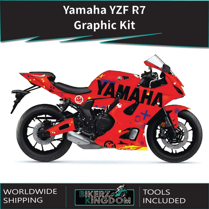 Yamaha YZF R7 Paint Splat Graphic Kit 2021-2025 Models Bikerz Kingdom