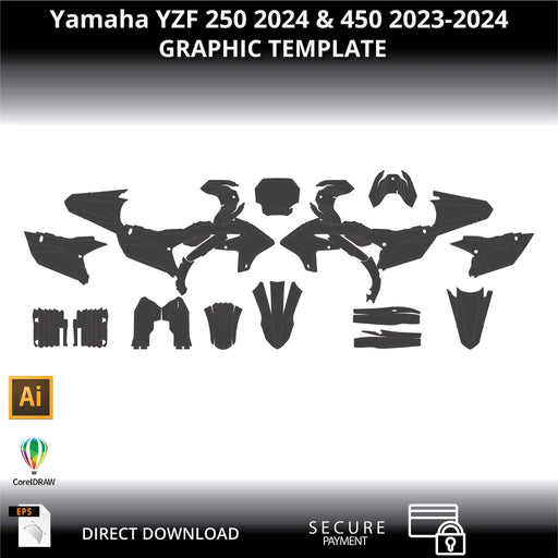 Yamaha YZF 250 2024 & 450 2023-2024 1:1 Vector Graphic Template Bikerz Kingdom