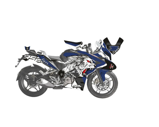 Bajaj Pulsar 2015 - 2022 RS200 Dark Blue Tiger Graphic Kit Decal Wrap Sticker Set Bikerz Kingdom