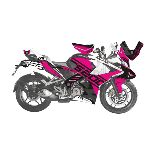 Bajaj Pulsar 2015 - 2022 RS200 Pink Race Sport Graphic Kit Decal Wrap Sticker Set Bikerz Kingdom