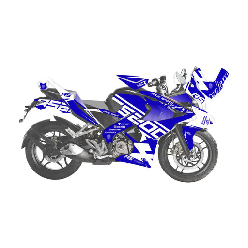 Bajaj Pulsar 2015 - 2022 RS200 Blue Race Sport Graphic Kit Decal Wrap Sticker Set Bikerz Kingdom