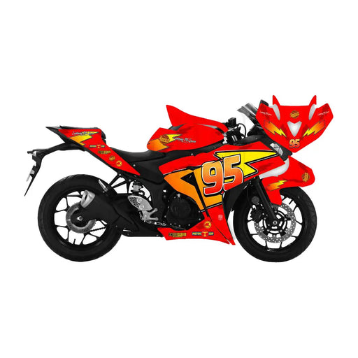 Red McQueen Yamaha R3 Decal Graphic Kit 2019-2022 Bikerz Kingdom