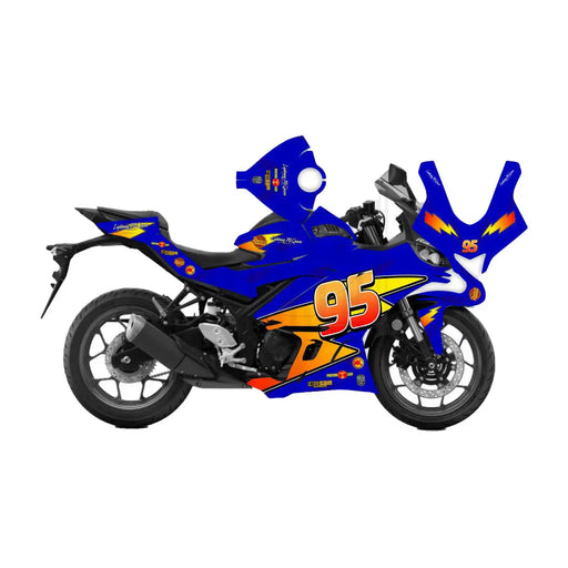 Blue Lightening McQueen Yamaha R3  Decal Graphic Kit fits Yamaha R3 R25 2019-2022 Bikerz Kingdom